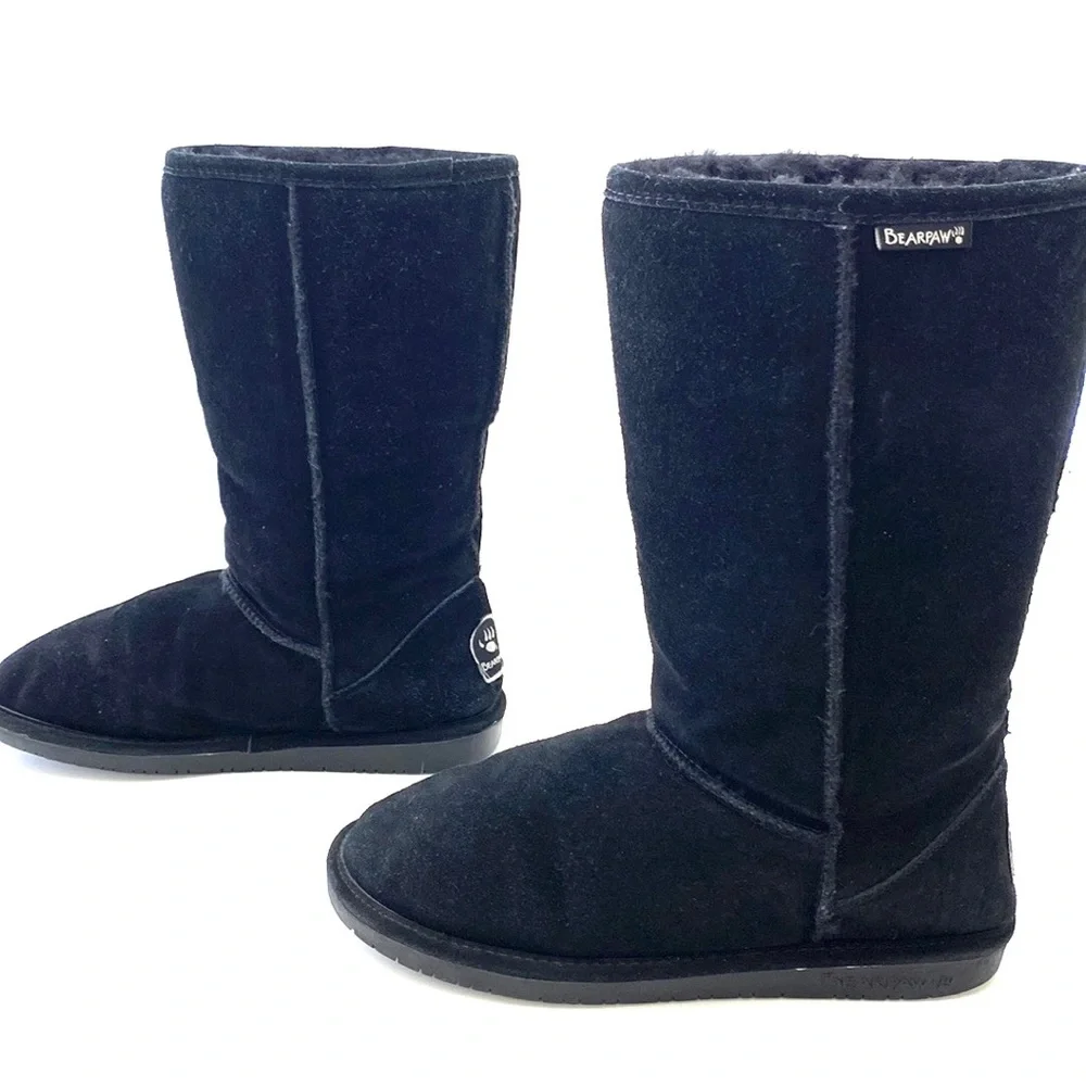 BearPaw Women’s Black Emma Tall Suede/Sheepskin Boot
